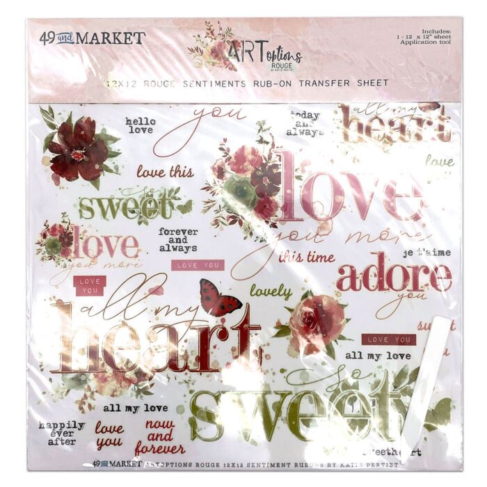 49 and Market ARToptions Rouge Rub-Ons 12"X12" 1/Sheet-Sentiments