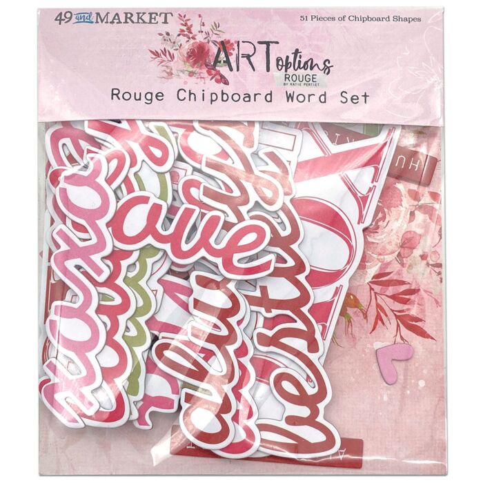 49 and Market ARToptions Rouge Chipboard Word Set-51/Pkg