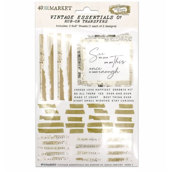49 and Market  Essential Rub-Ons 6"X8" 2/Sheets-Vintage Essentials 01