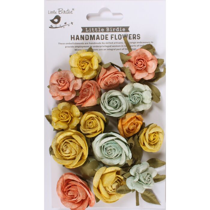 Little Birdie Foina Paper Flowers 20/Pkg-Pastel Palette