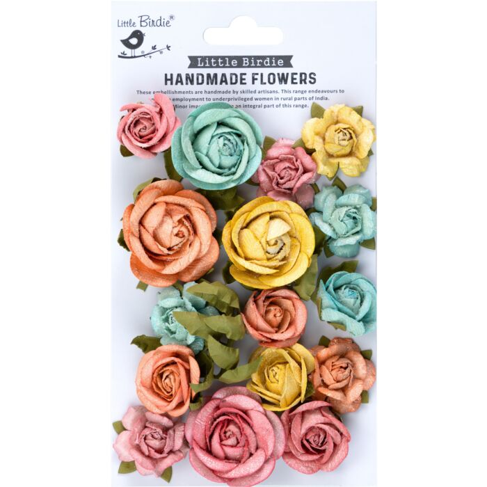 Little Birdie Foina Paper Flowers 20/Pkg-Vivid Palette