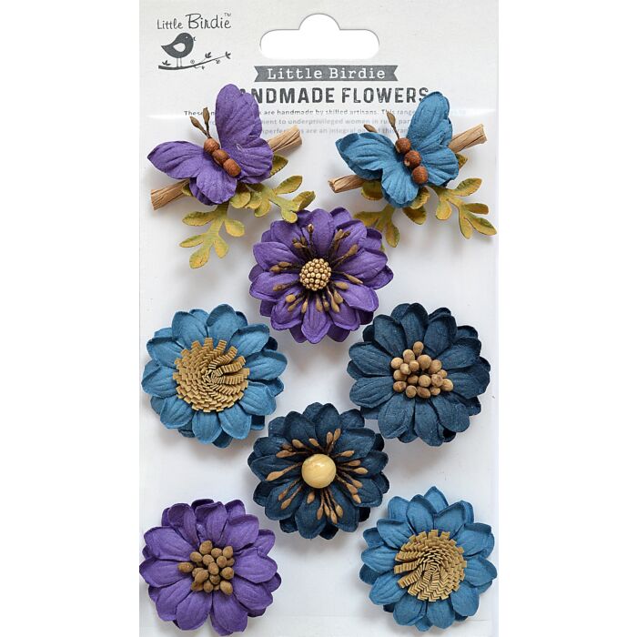 Little Birdie Arcadia Paper Flowers 8/Pkg-Purple Passion