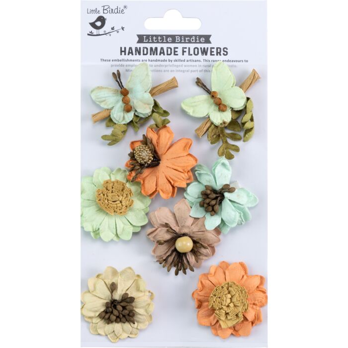Little Birdie Arcadia Paper Flowers 8/Pkg-Woodland Stories