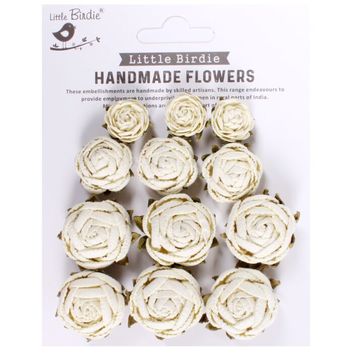 Little Birdie English Roses 12/Pkg-Moon Light