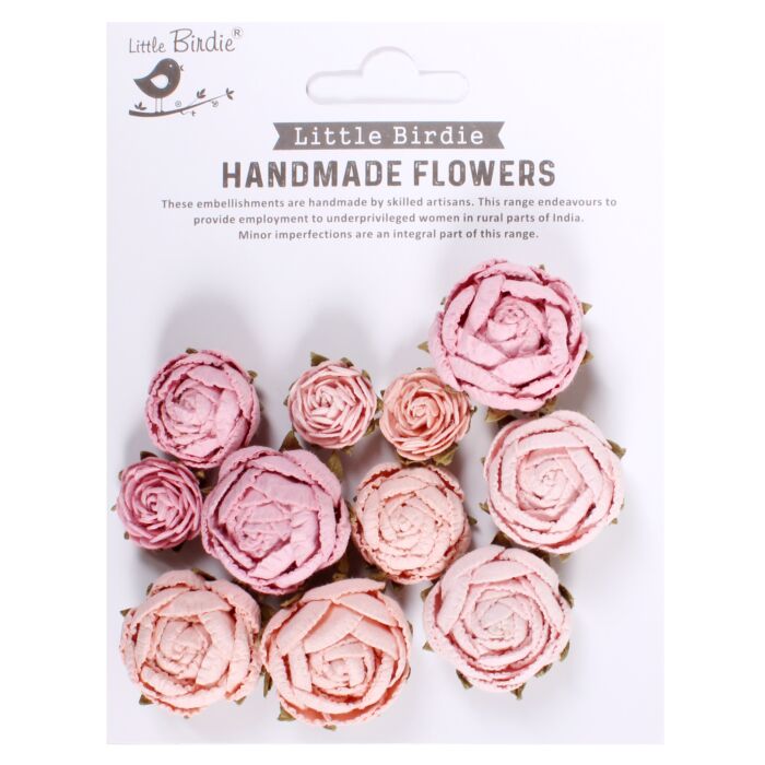 Little Birdie English Roses 12/Pkg-Pearl Pink