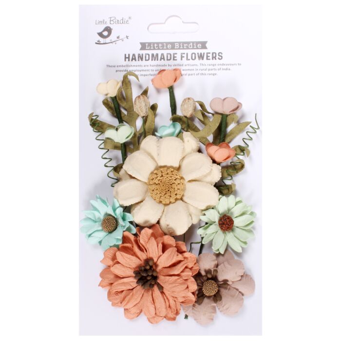 Little Birdie Heleen Paper Flowers 12/Pkg-Woodland Stories