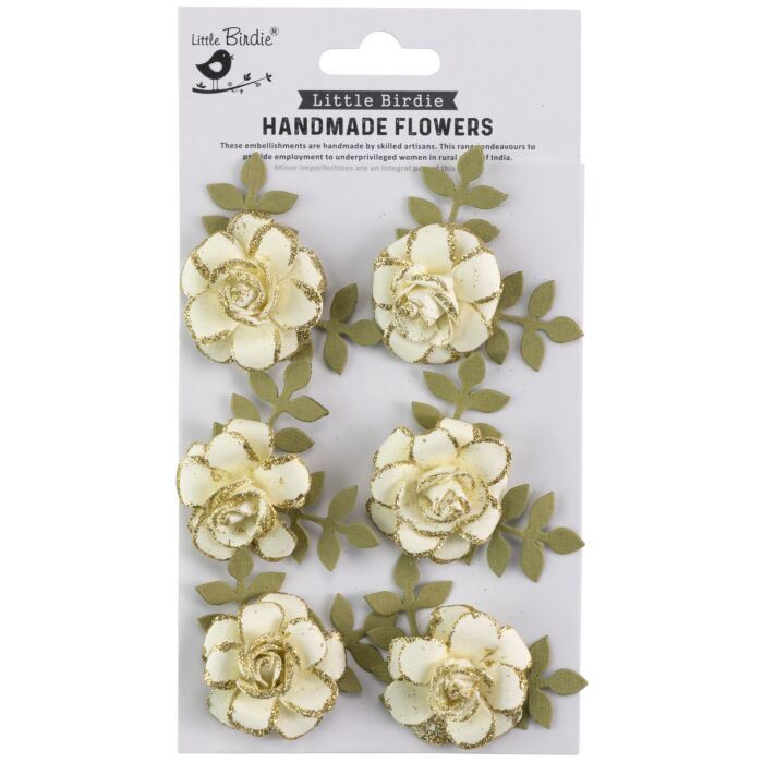 Little Birdie Pixie Rose Paper Flowers 6/Pkg-Amor Mio