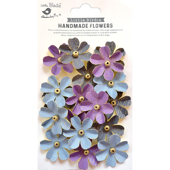 Little Birdie Zoey Washed Paper Flowers 18/Pkg-Purple Passion