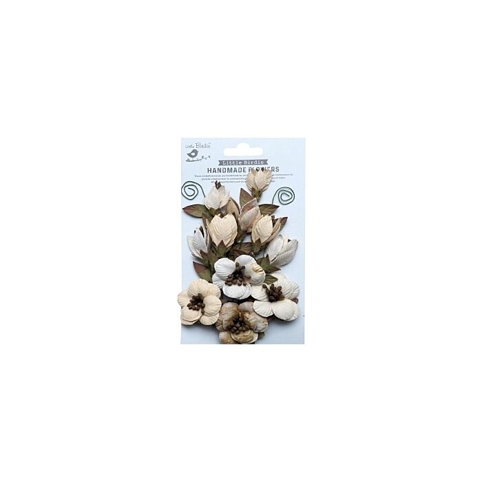 Little Birdie Denny Paper Flowers 13/Pkg-Ivory Pearl