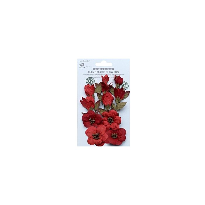 Little Birdie Denny Paper Flowers 13/Pkg-Scarlet Blend