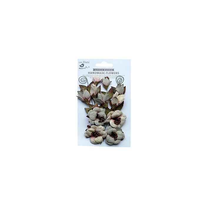 Little Birdie Denny Paper Flowers 13/Pkg-Earthy Moss