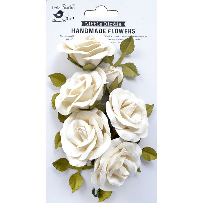 Little Birdie Marva Paper Flowers 4/Pkg-Shabby Chic Bouquet