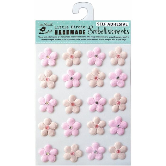 Little Birdie Embossed Jeweled Daisies 20/Pkg-Raspberry Ice