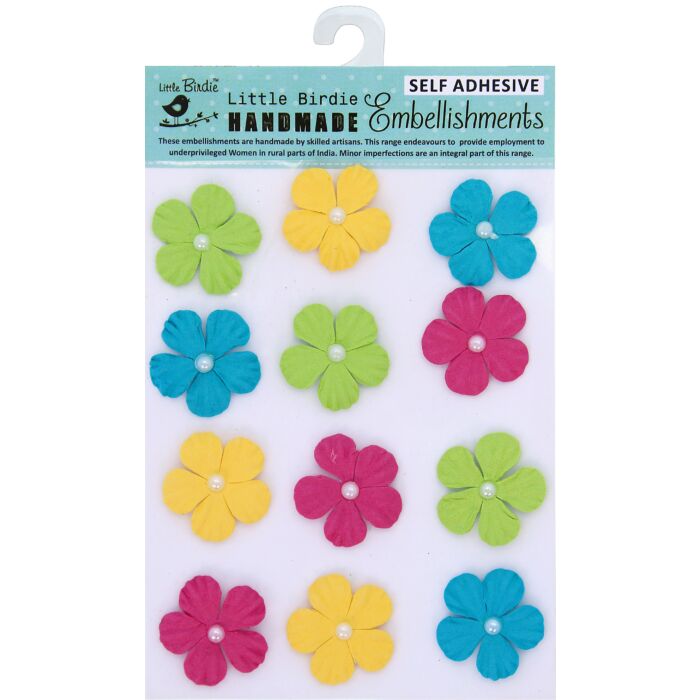 Little Birdie Embossed Pearl Petals 12/Pkg-Candy Crush