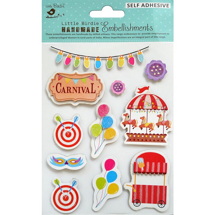 Little Birdie 3D Embellishment 11/Pkg-Colorful Carnival