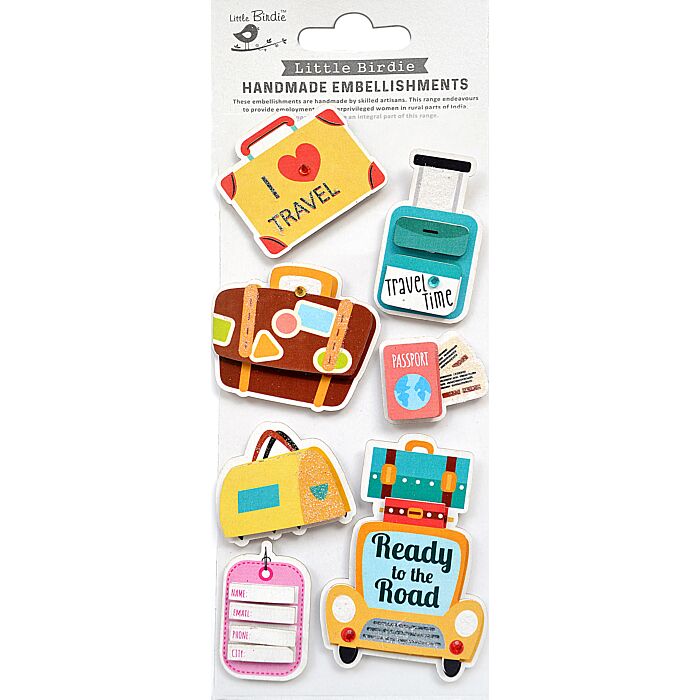 Little Birdie 3D Embellishment 7/Pkg-Travel Time