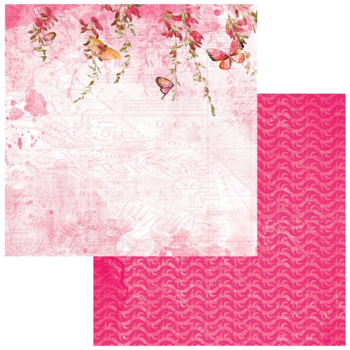 49 and Market Vintage Artistry Sunburst Double-Sided Cardstock 12"X12"-Butterfly Corsage