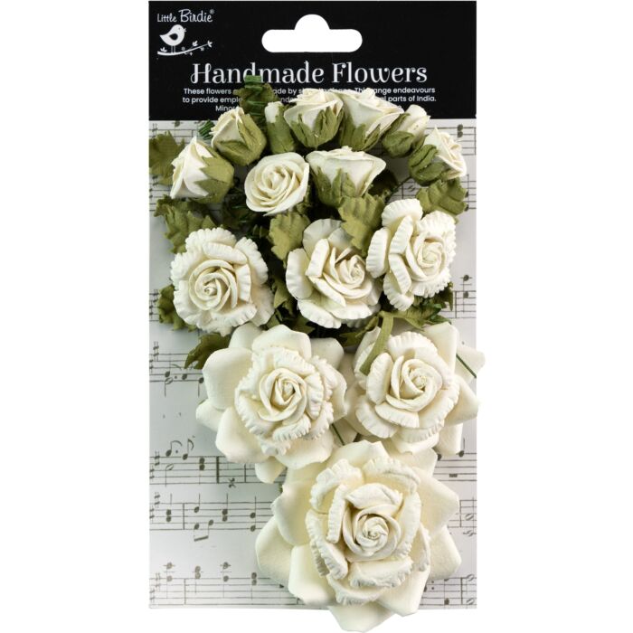 Little Birdie Annis Paper Flowers 21/Pkg-Ivory Pearl