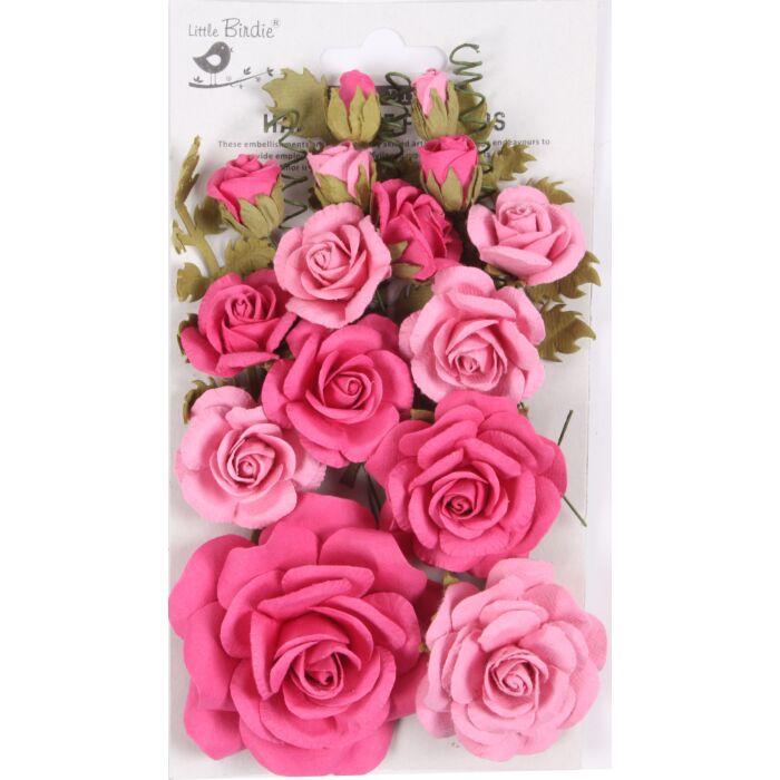Little Birdie Annis Paper Flowers 21/Pkg-Precious Pink