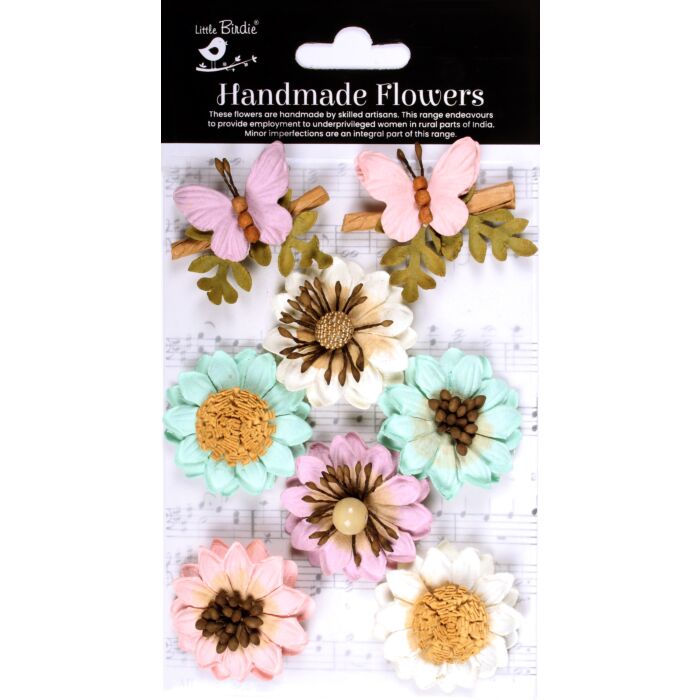 Little Birdie Arcadia Paper Flowers 8/Pkg-Fairy Garden