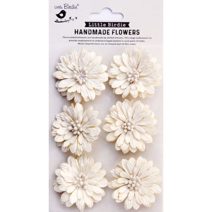 Little Birdie Astra Paper Flowers 6/Pkg-Ivory Pearl