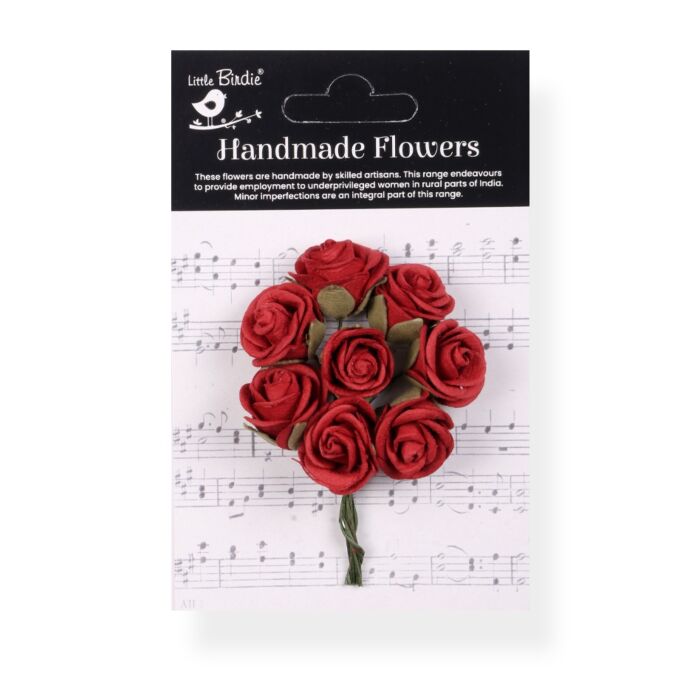 Little Birdie Charlie Paper Flowers 8/Pkg-Cardinal Red