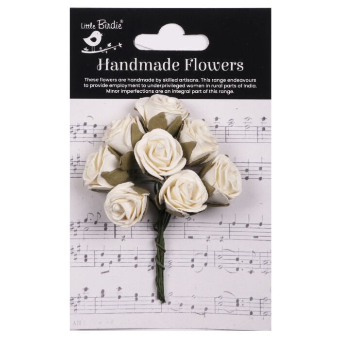 Little Birdie Charlie Paper Flowers 8/Pkg-Ivory Pearl