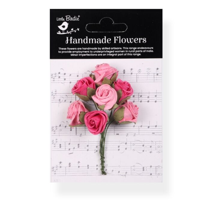 Little Birdie Charlie Paper Flowers 8/Pkg-Precious Pink