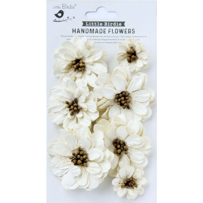 Little Birdie Galina Paper Flowers 7/Pkg-Ivory Pearl