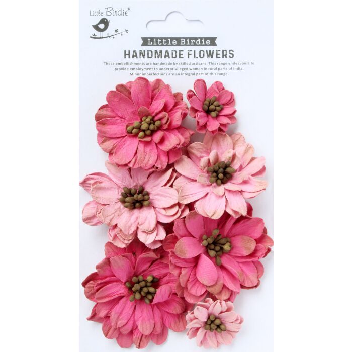 Little Birdie Galina Paper Flowers 7/Pkg-Precious Pink