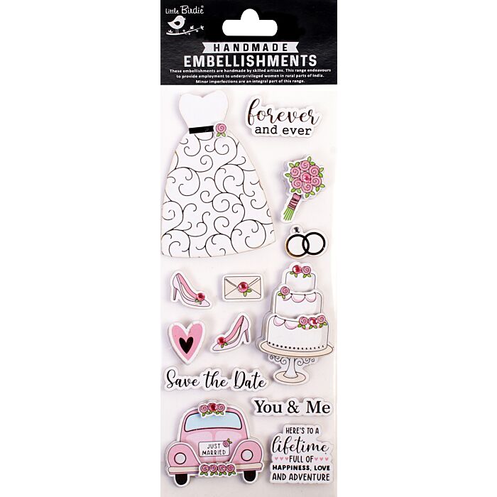 Little Birdie Glitter Handmade Embellishment 13/Pkg-Forever & Ever