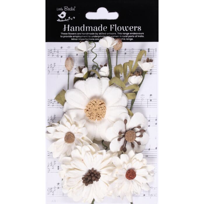 Little Birdie Heleen Paper Flowers 12/Pkg-Ivory Pearl