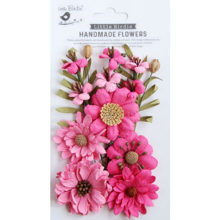 Little Birdie Heleen Paper Flowers 12/Pkg-Precious Pink