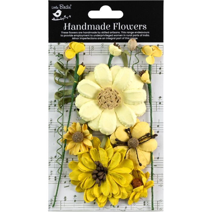 Little Birdie Heleen Paper Flowers 12/Pkg-Sunshine