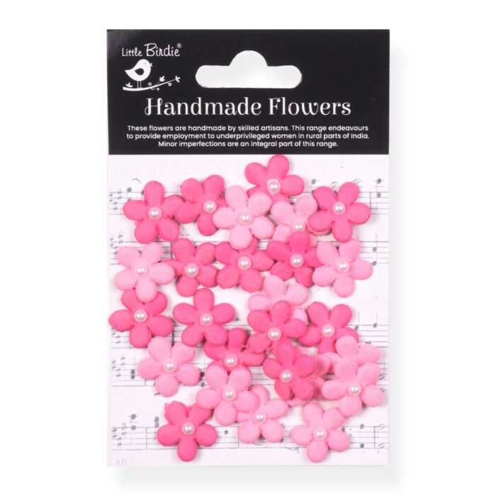 Little Birdie Janice Paper Flowers 25/Pkg-Precious Pink