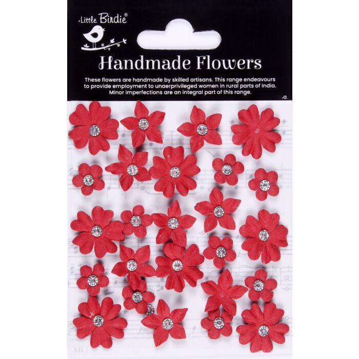 Little Birdie Karolina Paper Flowers 25/Pkg-Cardinal Red