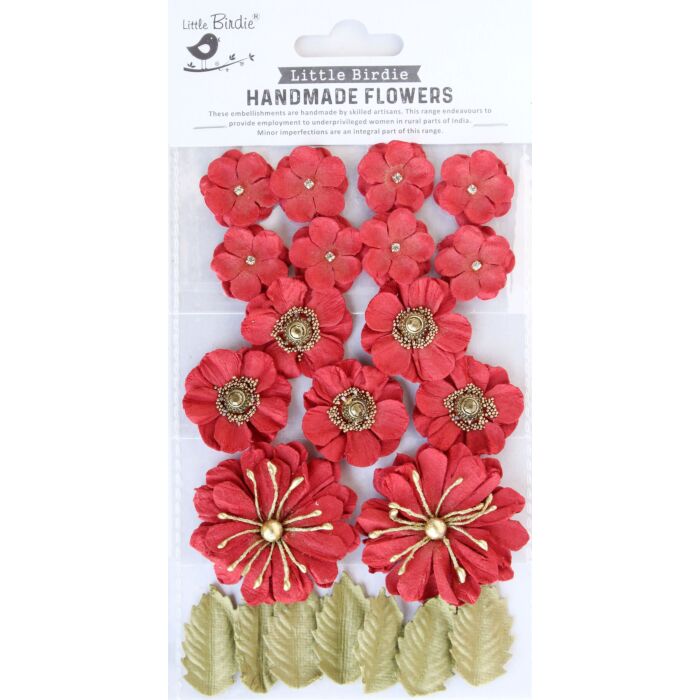 Little Birdie Renae Paper Flower 27/Pkg-Cardinal Red