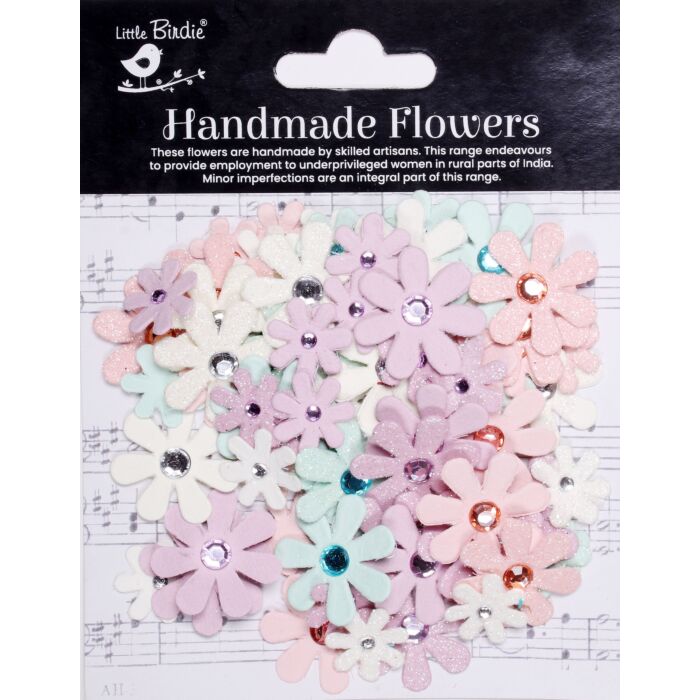 Little Birdie Sparkle Florettes Paper Flowers 80/Pkg-Fairy Garden