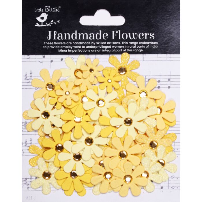Little Birdie Sparkle Florettes Paper Flowers 80/Pkg-Sunshine