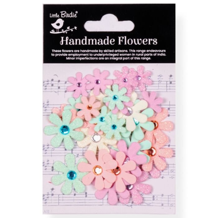 Little Birdie Sparkle Florettes Paper Flowers 30/Pkg-Fairy Garden