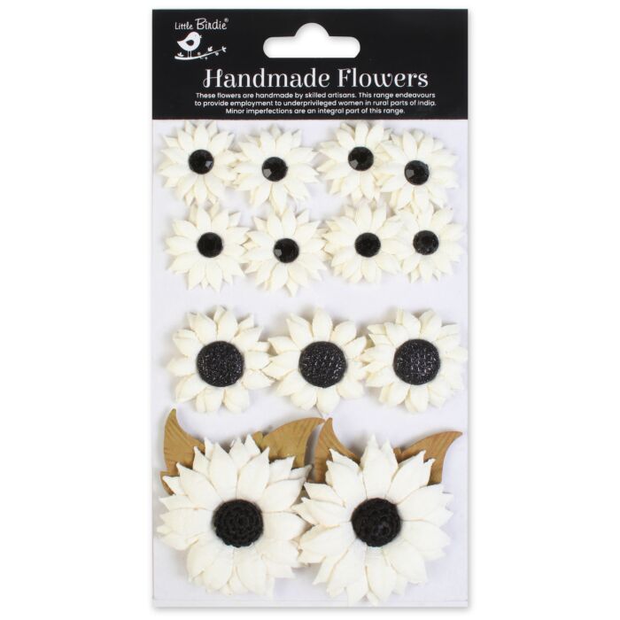 Little Birdie Sunny Flora Paper Flowers 13/Pkg-Ivory Pearl