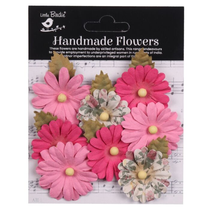 Little Birdie Valerie Paper Flowers 8/Pkg-Precious Pink