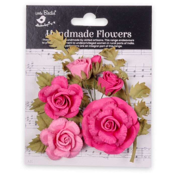 Little Birdie Vida Paper Flowers 8/Pkg-Precious Pink