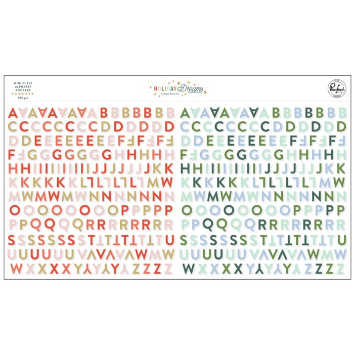 PinkFresh Mini Puffy Alpha Stickers-Holiday Dreams