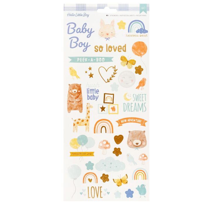 American Crafts Cardstock Stickers 6"X12" 91/Pkg-Hello Little Boy