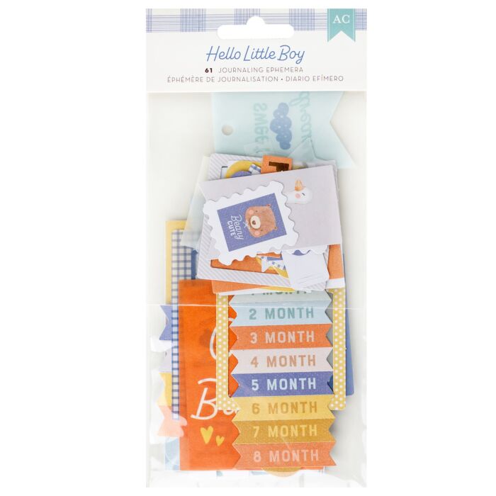 American Crafts Hello Little Boy Ephemera Die-Cuts 61/Pkg-Journaling