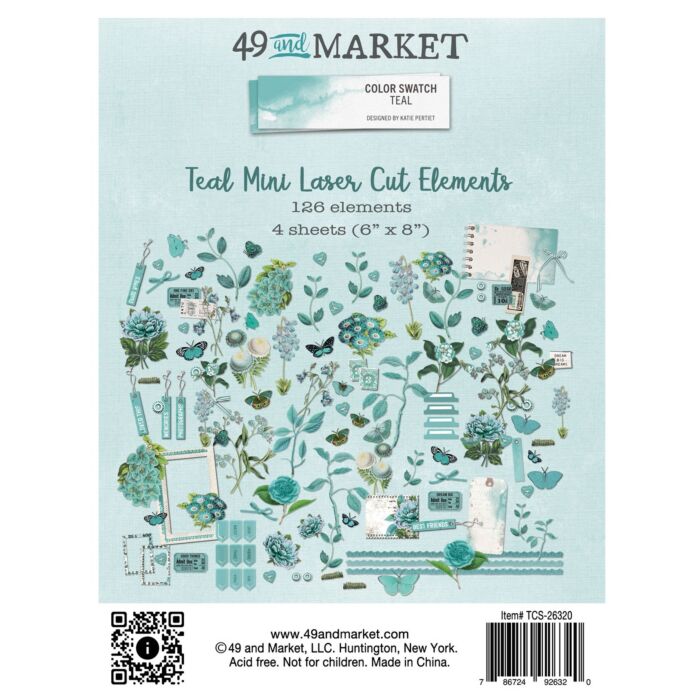 49 and Market Color Swatch: Teal Mini Laser Cut Outs-Elements