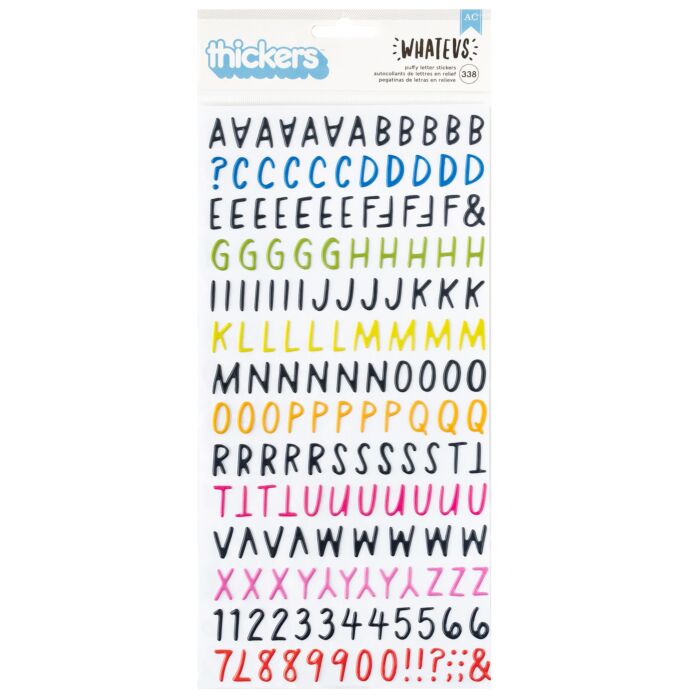 American Crafts Whatevs Thickers Stickers 338/Pkg-Alpha