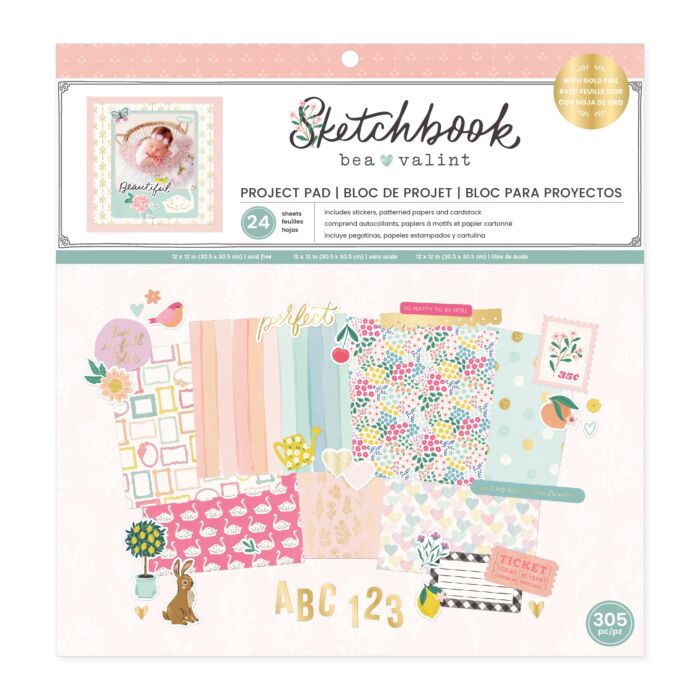 American Crafts Bea Valint Sketchbook Project Pad 12"X12"-24 Sheets