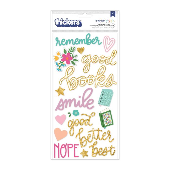 American Crafts Shimelle Reasons To Smile Thickers-Phrases